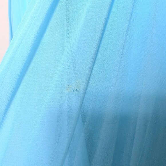 Vintage 1960's Mike Benet Aqua Chiffon Embellished Gown SZ M - Picture 8 of 10